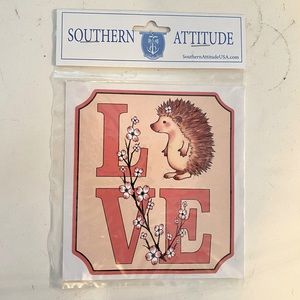 SOUTHERN ATTITUDE - Hedgehog LOVE Sticker/Decal - BNWT!